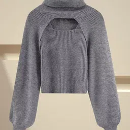 Alamode By Akanksha Women Grey Marame Two Piece Sweater Set-image-67