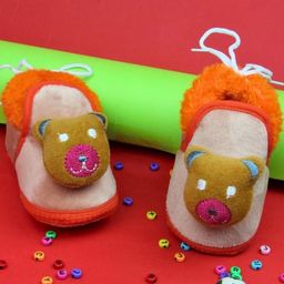 NESKA MODA 6 To 12 Months Infants Cotton and Fur Dog Face Shoes/ Booties-image-37