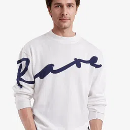 RARE RABBIT Men Typography Self Design Cotton Pullover-picture-2