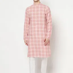 Moda Rapido Checked Printed Band Collar Cotton Straight Kurta-picture-51