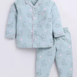 BABY GO Boys Conversational Printed Cuban Collar Pure Cotton Casual Shirt With Pyjamas-image-61