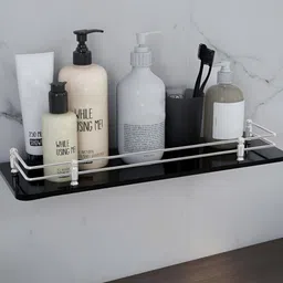 Plantex Black Glass Matte Finish Bathroom Caddy-picture-6