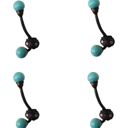 Indianshelf Green & Black 4 Pieces Textured Metal Hooks-6