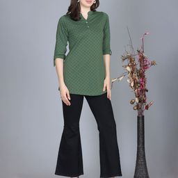 A & Y Women Geometric Printed Mandarin Collar Cotton Top-image-52