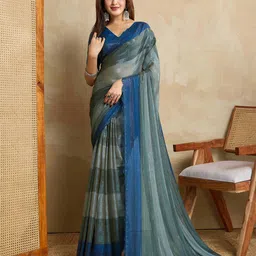 TASRIKA Striped Beads and Stones Pure Chiffon Saree-picture-15
