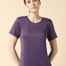 Van Heusen Women Solid Round Neck Relaxed Fit T-shirt-picture-43