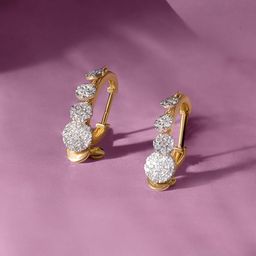 Mia by Tanishq Dangle Charm 14 KT Gold & Diamond Hoop Earrings - 3.624g-image-23