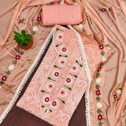 BlissFlair Floral Embroidered Unstitched Dress Material-image-58