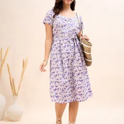 DressBerry Women Floral Print Fit & Flare Midi Dress-picture-40