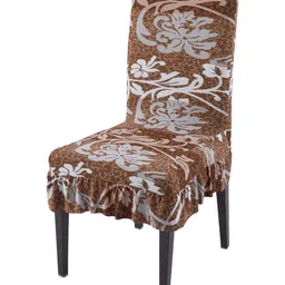 HOKIPO Brown Printed Chair Cover-15