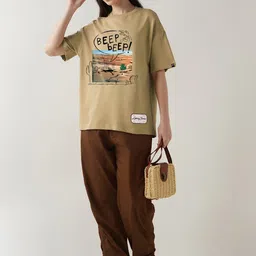 Bewakoof Heavy Duty Women Looney Tunes Graphic Printed Cotton Oversized T-shirt-image-89