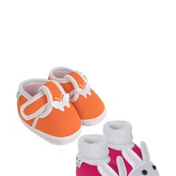 NESKA MODA 12 To 18 Month NonSlip Infants 2 Pair Set Cotton Rabbit Butterfly Booties-image-48