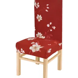 Yellow Weaves Floral Red Printed Chair Cover-picture-24