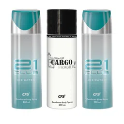 CFS Cargo Fragile & 21 Club Set Of 3 Last Longer Deodorants-200ml Each-22