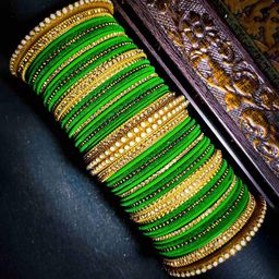 RIJOLI Set Of 54 Gold-Plated Cubic Zircon Studded & Beaded Designer Bangles-46