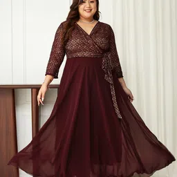 Miss Chase A+ Print Puff Sleeve Georgette Maxi Dress-picture-57