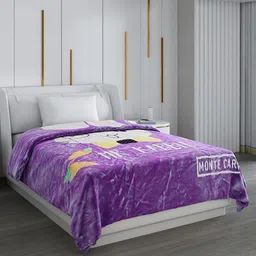 Monte Carlo Lavender & White Cartoon Printed Mild Winter 600 GSM Single Bed Blanket-17