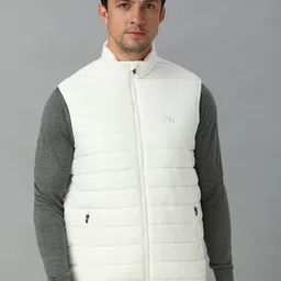 Van Heusen Athleisure Men Solid High Neck Sleeveless Quilted Jacket-image-26