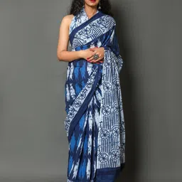 Dastkar Ethnic Motifs Pure Cotton Block Print Saree-picture-48