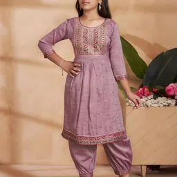 Aarika Girls Floral Embroidered Angrakha Kurta with Patiala-picture-39