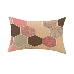 STITCHNEST Peach-Coloured & Cream-Coloured Set of 2 Geometric Rectangle Cushion Covers image 3