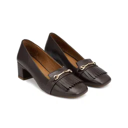 ROSSO BRUNELLO Women Leather Block Heel Pumps With Buckles-13