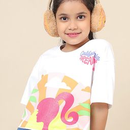 Kids Ville Girls Barbie Printed Round Neck Short Sleeves Boxy Fit Cotton T-Shirt-image-37