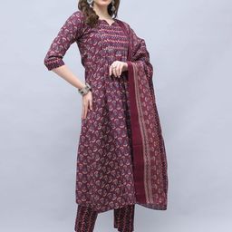 Rajnandini Floral Printed Anarkali Kurta with Trousers & Dupatta image 5