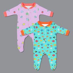 Born Babies Girls Pack Of 2 Printed Cotton Sleepsuits-28