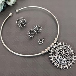 Oxidised Silver Silver Jewellery Set (Pack of 1)-image-86
