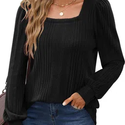 StyleCast Women Cuffed Sleeves Square Neck Top-picture-17