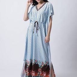 Secret Wish Geometric Printed V-Neck Maxi Kaftan Nightdress-picture-4