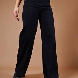 DOLCE CRUDO Women Cotton Wide Leg High-Rise Stretchable Casual Jeans-picture-42