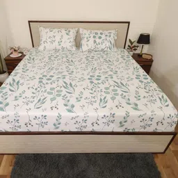 Bhumi Impex Blue & White Floral Printed 144 TC Single Bedsheet Set 1.524m X 2.286m-image-91