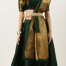 DIVASTRI Semi-Stitched Lehenga & Unstitched Blouse With Dupatta image 3