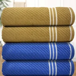 Aura Blue & Beige 4 Cotton 400 GSM Bath Towel-16