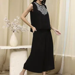 Biba Embroidered Top With Palazzos Co-Ords-10