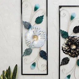 Amaya Decors 2-Pcs Black & Silver Floral Metal Wall Decor-image-41