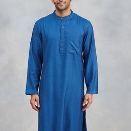 Fabindia Band Collar Straight Kurta-image-30