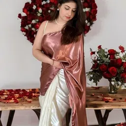 LADY SHOPI Women Colourblocked Satin Saree-picture-40