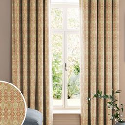 CASABLEU Orange Set of 2 Geometric Room Darkening Long Door Curtain-43