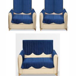 Fashion Throw Navy Blue Velvet Sofa Cover With Arms-image-34