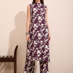 FASHOR Printed High-Neck Tunic With Trousers Co-Ords-image-83