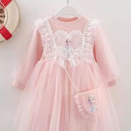 YK Girls Embroidered Ruffles Cuffed Sleeves Fit & Flare Dress-picture-31