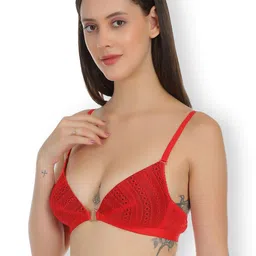 SELFCARE Pack of 2 Embroided Half Coverage Net Plunge Bra With Adjustable Straps image 5