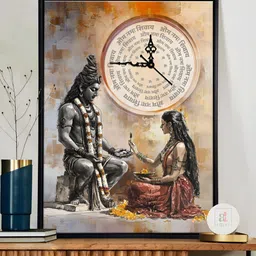 Art Street Grey & Brown Religious Canvas Wall Art with Clock-57