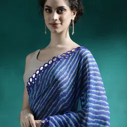 Sangria Laheriya Printed With Embellished Border Saree With Unstitched Blouse Piece-picture-13