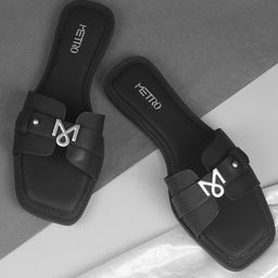 Metro Women No Back Strap Open Toe Flats-10