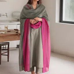 KALINI WomenSolid Regular Straight Calf Length Kurta with Trousers & Dupatta-picture-31