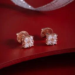 Kushal's Fashion Jewellery Rose Gold-Plated Geometric Shaped Zircon Studs Earrings-32